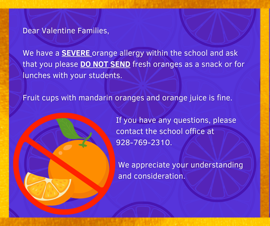 Allergy to Oranges - No Oranges on Campus
